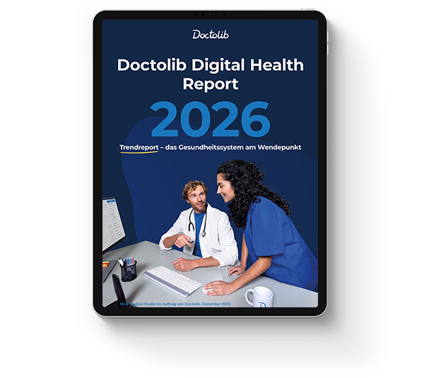 Cover des Doctolib Digital Health Report 2026 – Trendreport: das Gesundheitssystem am Wendepunkt